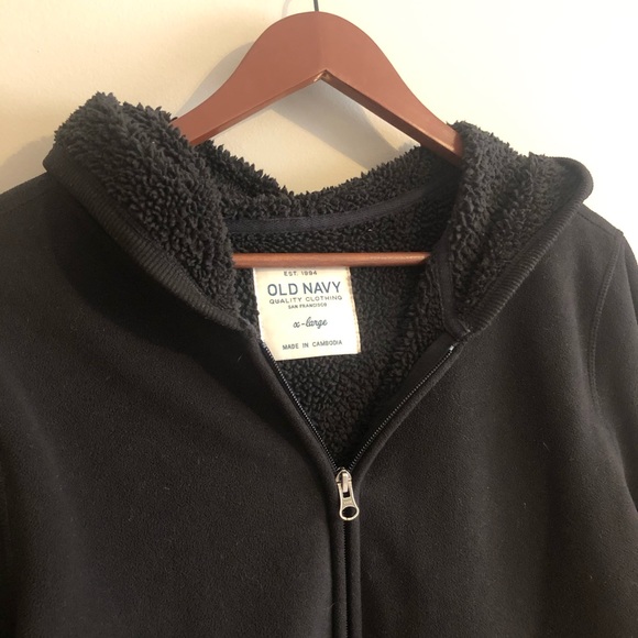 Old Navy Black fleece hoodie Size XL - Picture 4 of 6